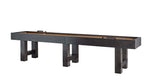 American Heritage Billiards Bristol 14' Shuffleboard Table in Charcoal with durable wood legs.