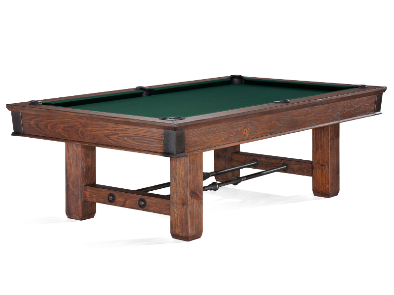 Brunswick Billiards Canton 7' Pool Table in Black Forest with green felt and square wood legs.