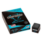 Box and cube of Championship Billiard Chalk on a white background