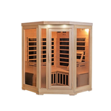 Blue Wave Sonoma 3-Person Hemlock Infrared Corner Sauna with 7 Carbon Heaters