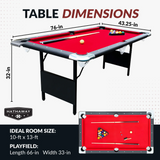 Carmelli Fairmont 6’ Portable Pool Table - Black with Red Felt