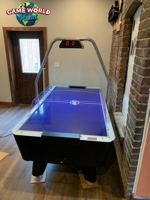 Dynamo 8' Pro Style Home Air Hockey Table with electronic scoreboard and Dyna-Blast blower.