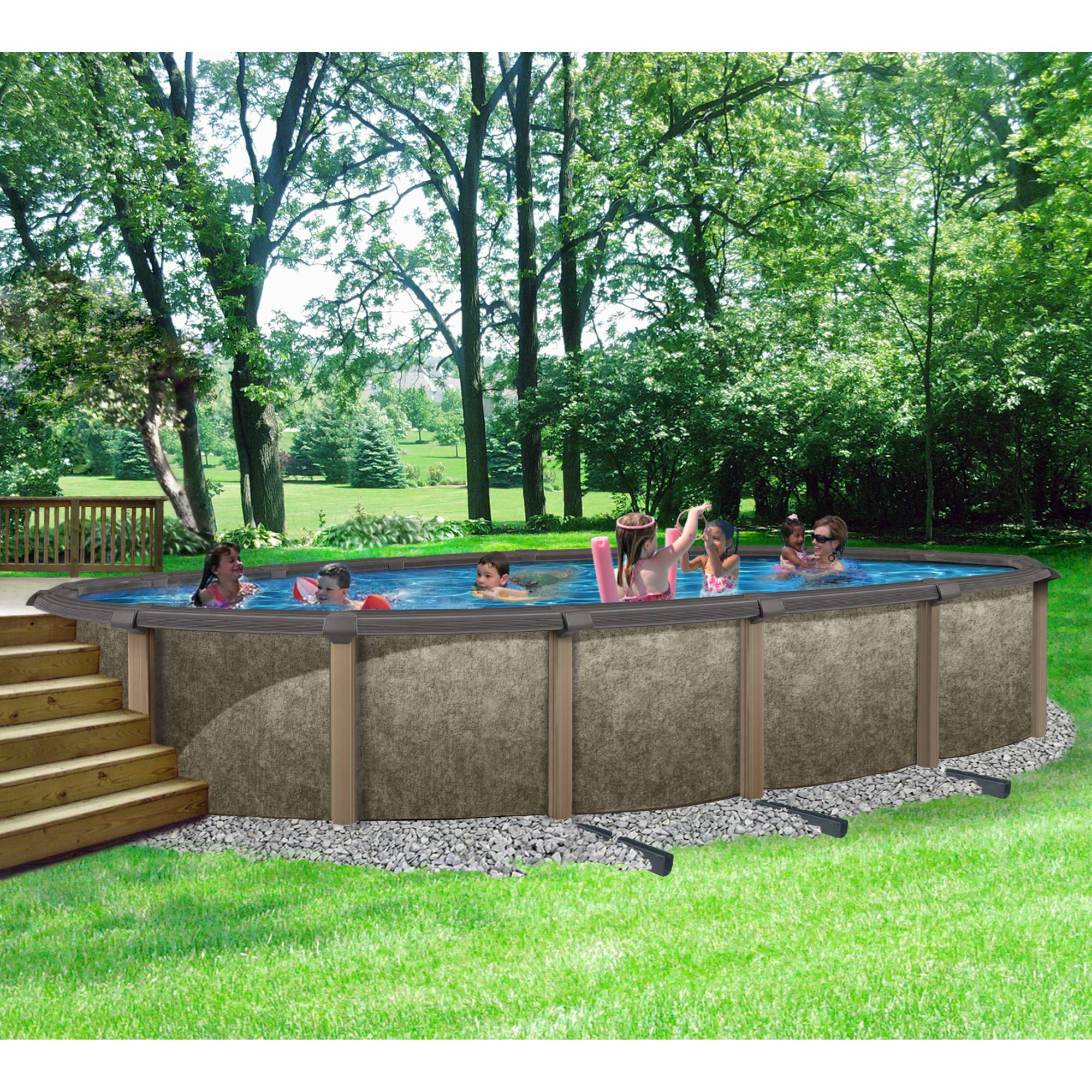 Blue Wave 15x30' Riviera Oval 54" Deep Steel Wall Hybrid Above Ground Pool w/ 8-in Top Rail
