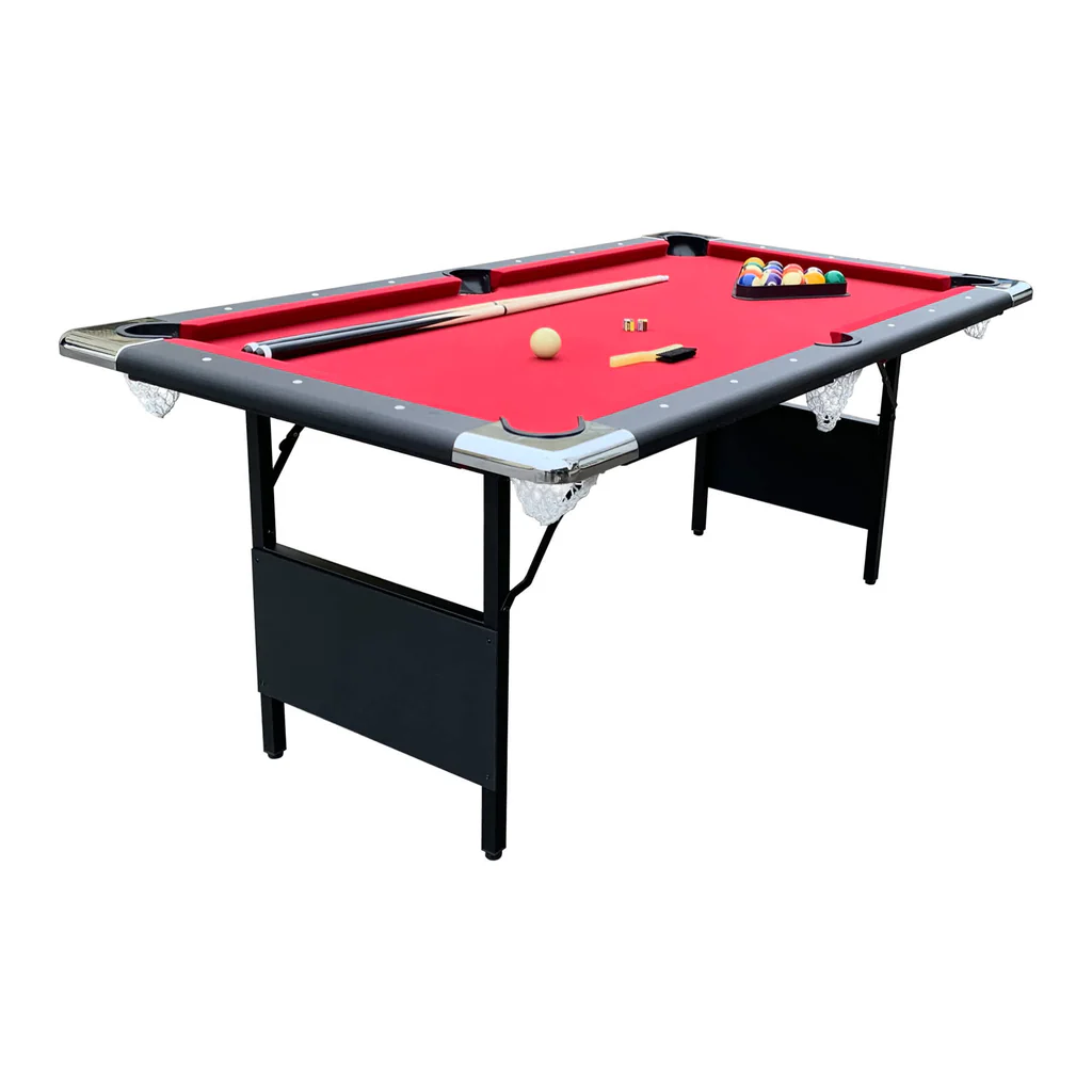 Carmelli Fairmont 6’ Portable Pool Table - Black with Red Felt