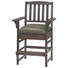 American Heritage Billiards King Chair in Glacier with green seat cushion and vertical slats.