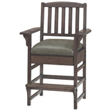 American Heritage Billiards King Chair in Glacier with green seat cushion and vertical slats.