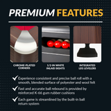 Product features with images and text on a black background