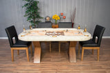 BBO The Helmsley Poker Table with Dining Top and four black chairs in a modern room.