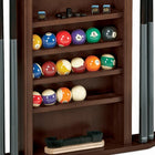 The Brunswick Heritage Wall Rack by Brunswick Billiards holds cues, balls, chalk, and a brush.