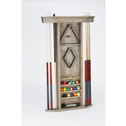 Brunswick Heritage Wall Rack by Brunswick Billiards neatly holds cues, balls, chalk, and triangle.