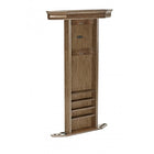 Brunswick Heritage Wall Rack by Brunswick Billiards in Rustic Dark Brown with shelves and crown molding.