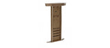 Brunswick Heritage Wall Rack by Brunswick Billiards in Rustic Dark Brown with shelves and crown molding.