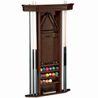 Brunswick Heritage Wall Rack by Brunswick Billiards holds cues, balls, chalk, triangle, and more.