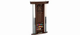 Brunswick Heritage Wall Rack by Brunswick Billiards holds cues, balls, chalk, triangle, and more.