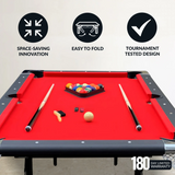 Carmelli Fairmont 6’ Portable Pool Table - Black with Red Felt
