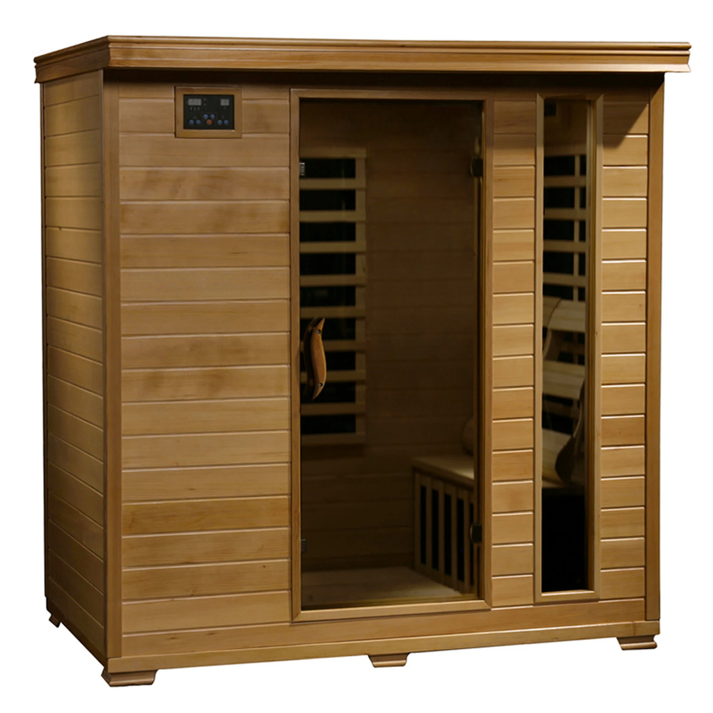 Blue Wave Monticello 4-Person Hemlock Infrared Sauna w/ 9 Carbon Heaters