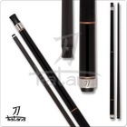 Black pool cue with silver ferrule on a white background, featuring the Katana brand.