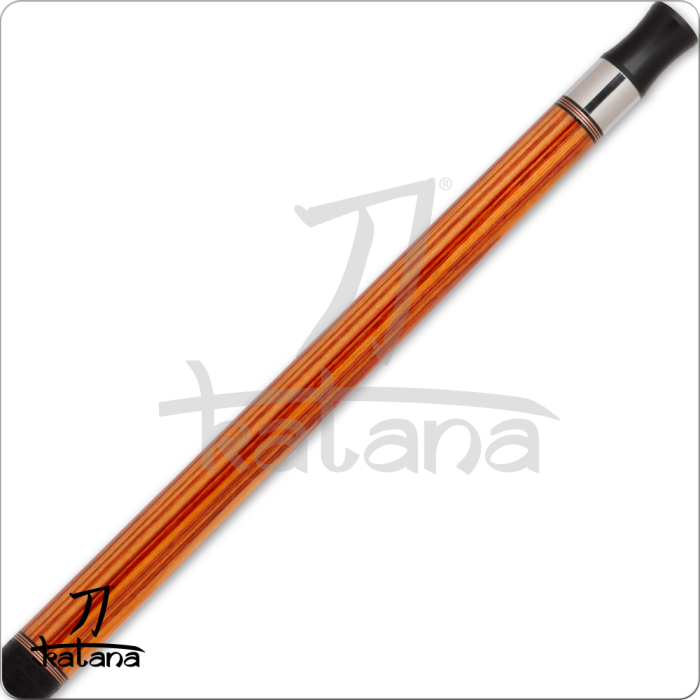 Wooden pool cue with on a white background, featuring the 'Katana' brand.