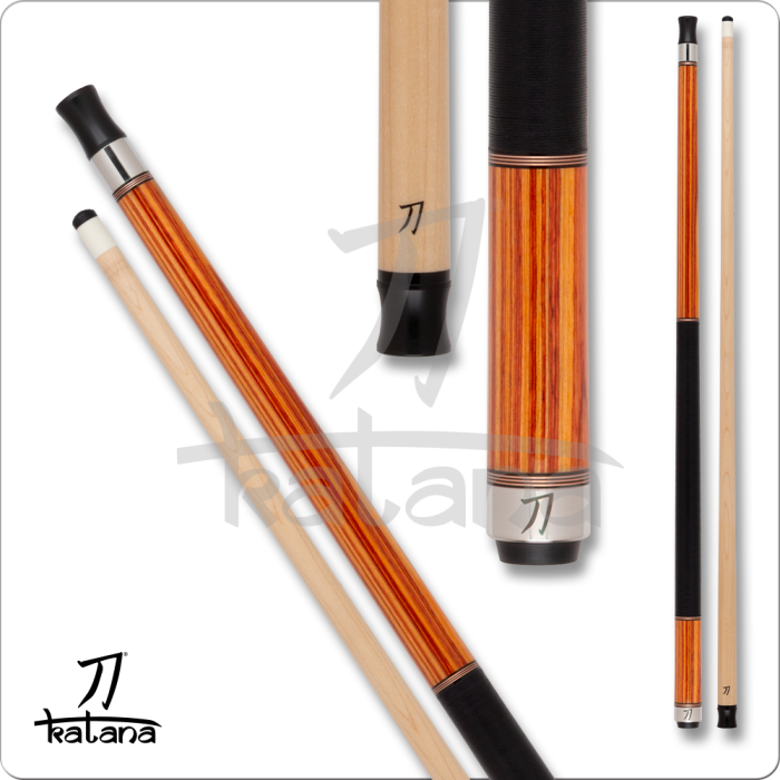 Set of pool cues with Katana branding on a white background