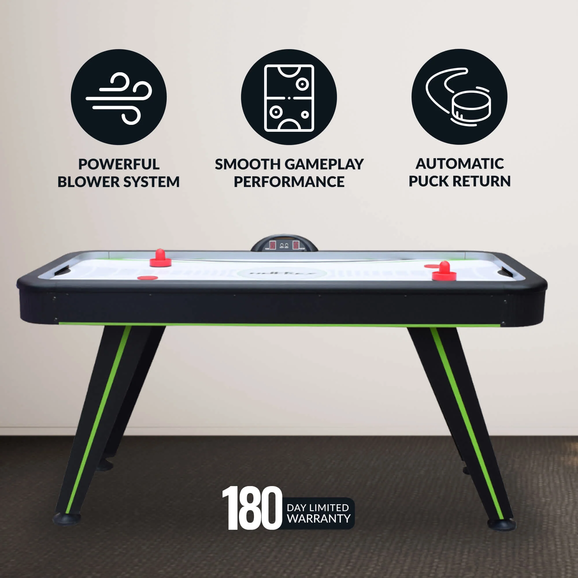 Hathaway Voyager 5-ft Air Hockey Table features LED scoring and automatic puck return.