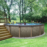 Blue Wave 27' Riviera 54" Deep Round Steel Wall Hybrid Above Ground Pool w/ 8-in Top Rail