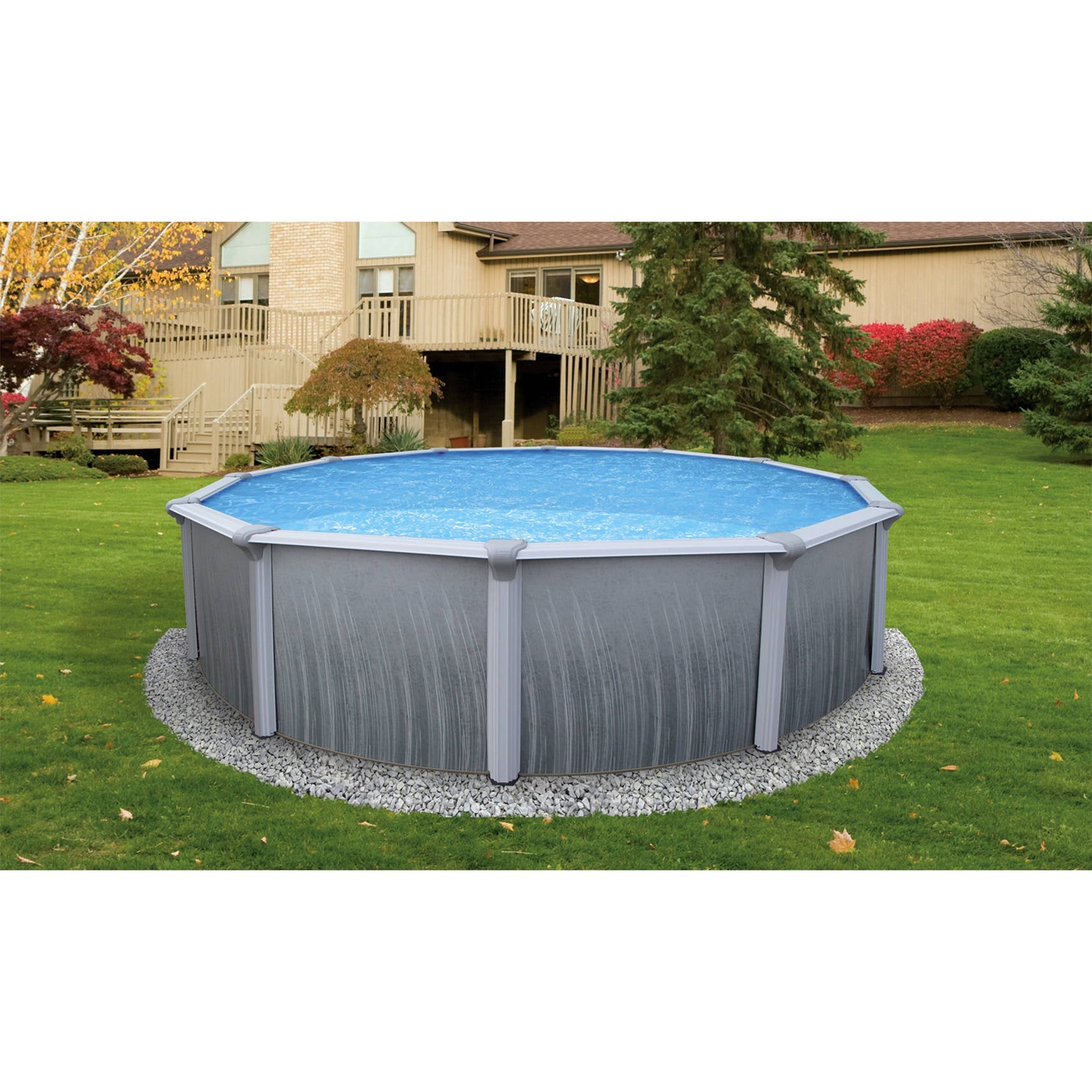 Blue Wave 18' Martinique 52" Round Steel Wall Above Ground Pool w/ 7-in Top Rail