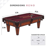 Fat Cat 7.5' Reno Billiard Table w/ Play Package