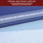 Close-up of Hathaway Phantom II 90" Air Hockey Table with LED lights on surface and scoring.