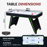 Hathaway Voyager 5-ft Air Hockey Table with LED scoring, 60"x30"x31", 120V blower.