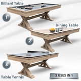 Freetime Fun The Rockford 7' Multi-Game Table in Rustic Oak with Grey Felt