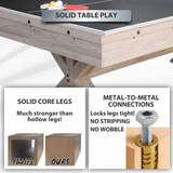 Table tennis table with features highlighted on a white background