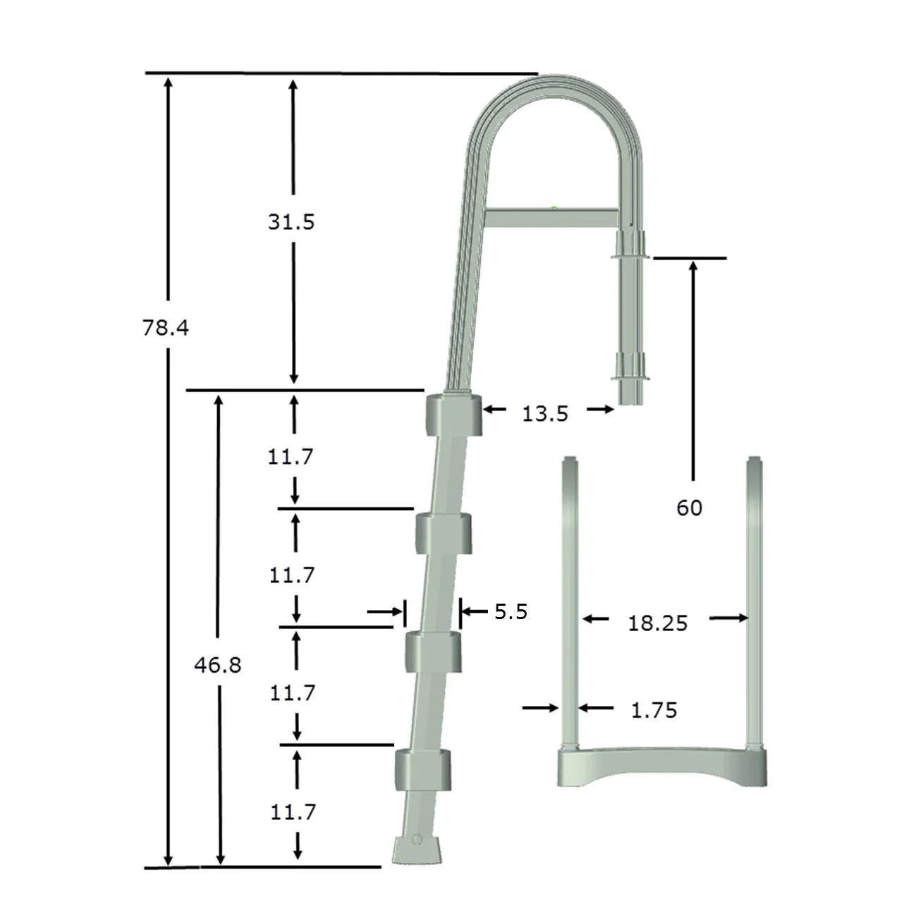 Blue Wave Snap-Lock Deck Ladder for Above-Ground Pools - White