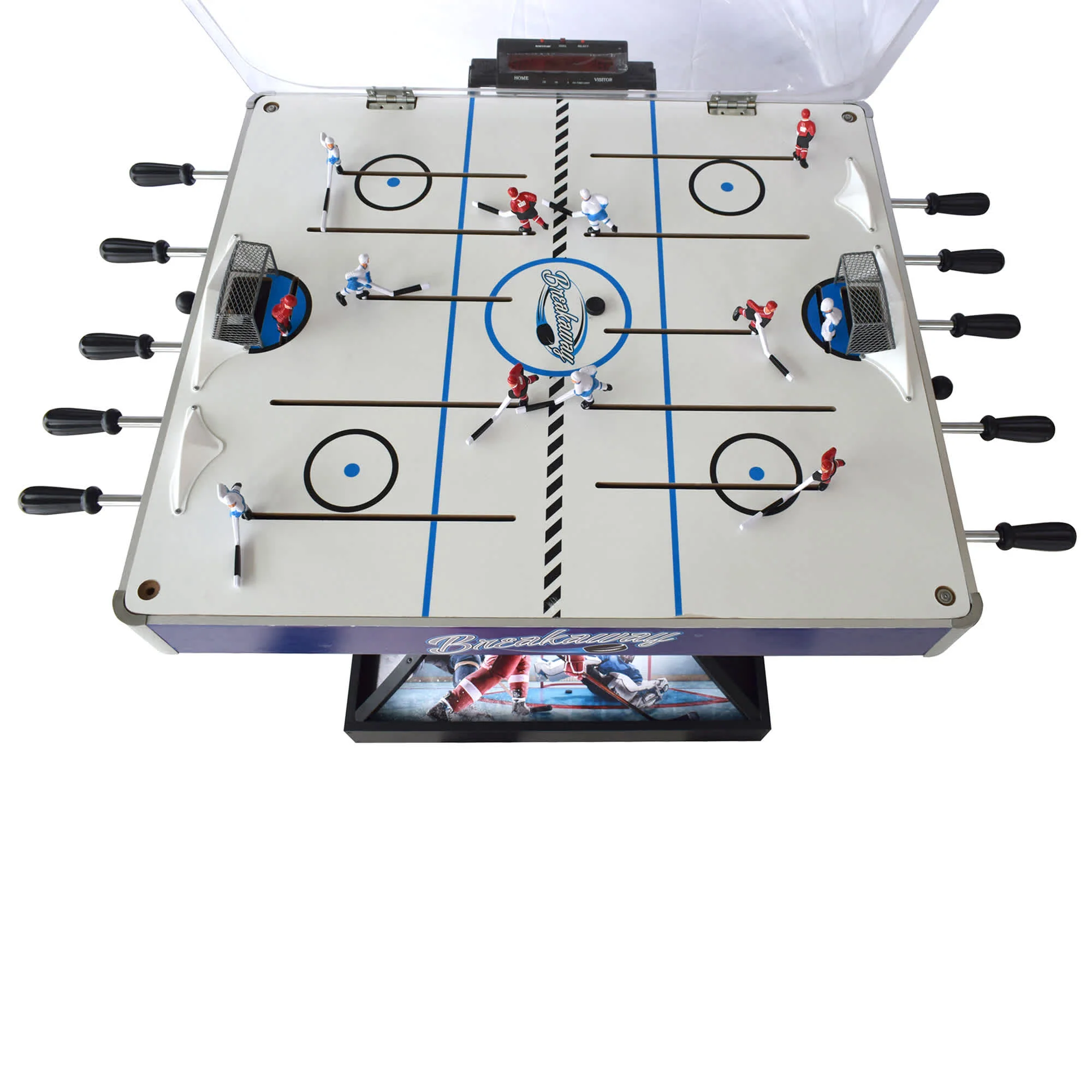 Hathaway Breakaway 41-in Dome Hockey Table with red/blue figures and LED scoring.