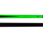 Green and black pool cue on a white background