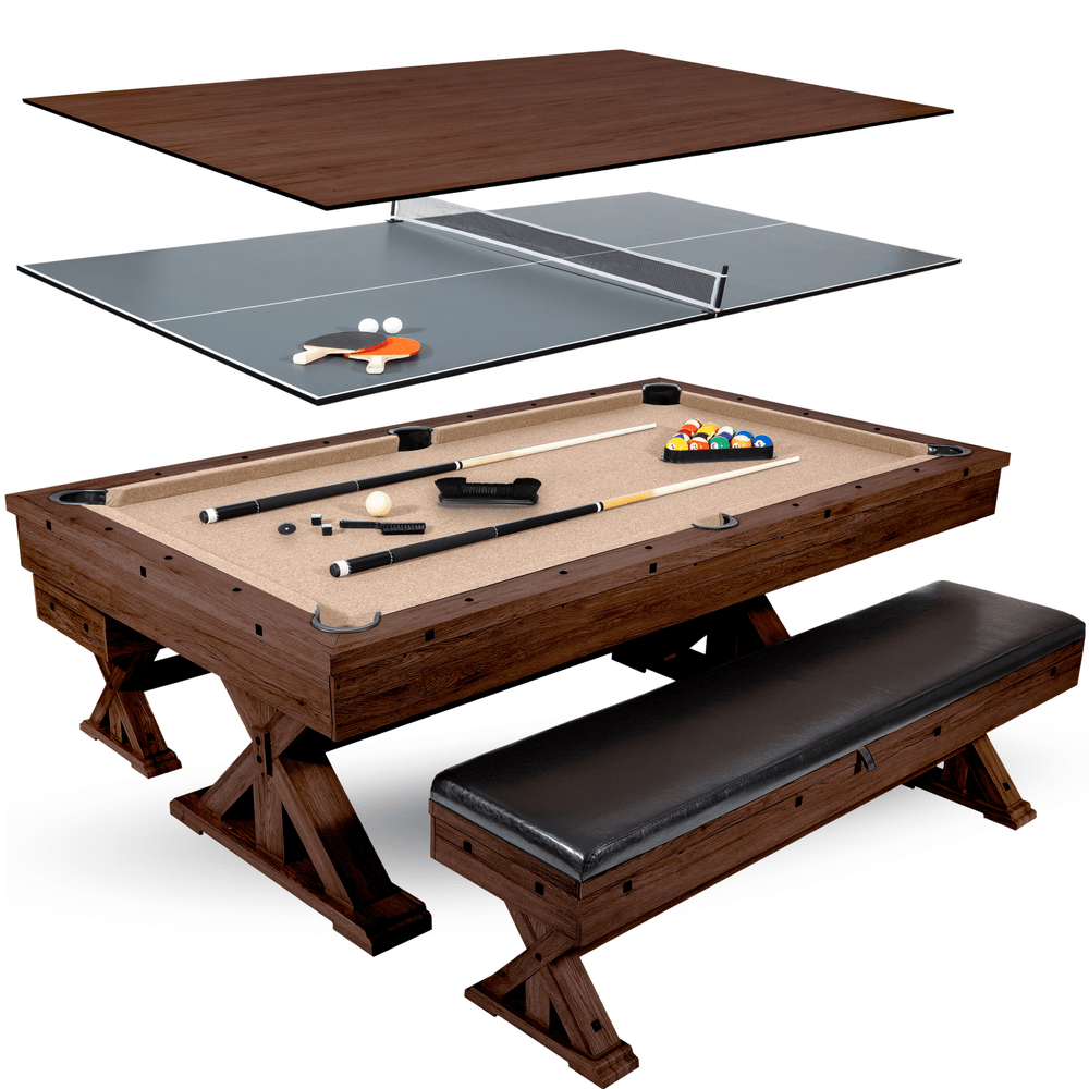 Freetime Fun The Rockford 7' Multi-Game Table in Espresso with Tan Felt