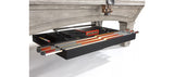 A storage drawer in the Brunswick Billiards OAKLAND II 8' Table holds cues, triangle, and more.