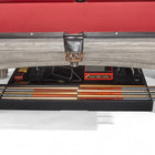 Brunswick Billiards OAKLAND II 8' Pool Table with red felt and under-table cue storage.