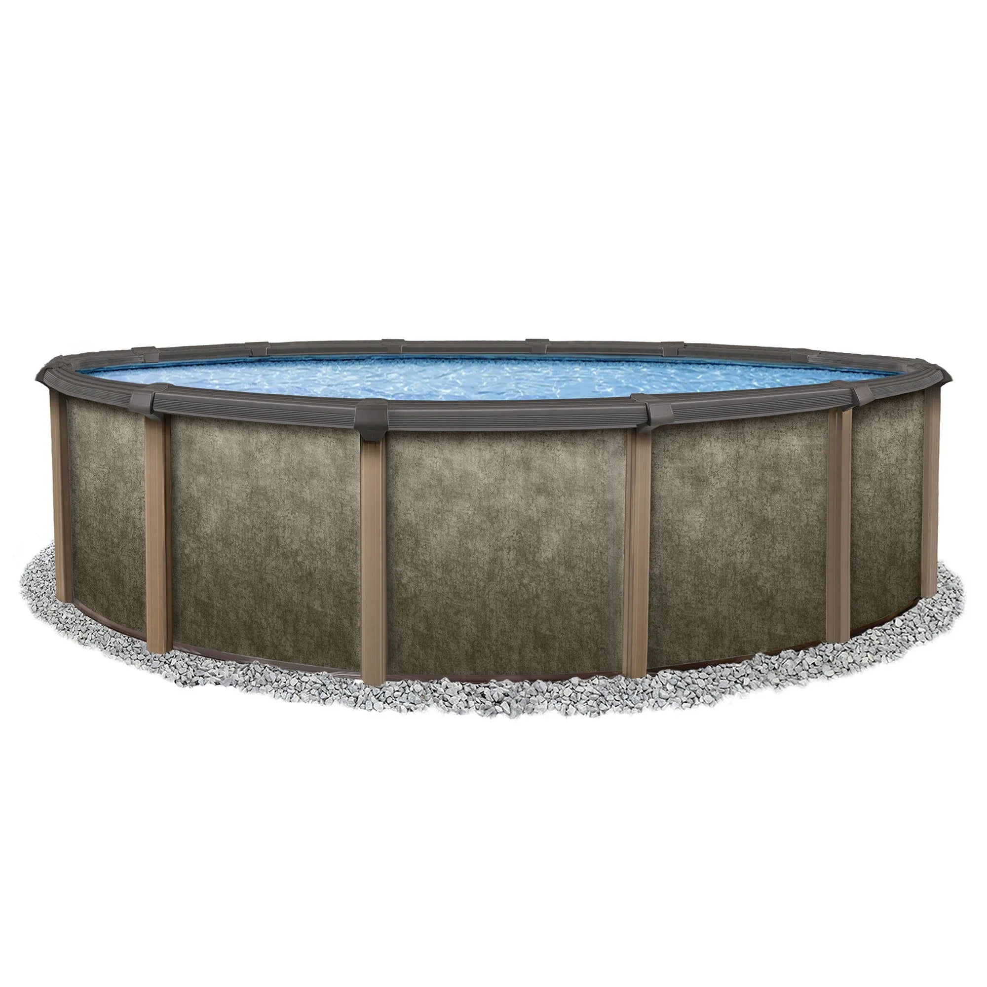 Blue Wave 27' Riviera 54" Deep Round Steel Wall Hybrid Above Ground Pool w/ 8-in Top Rail