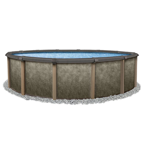 Blue Wave 27' Riviera 54" Deep Round Steel Wall Hybrid Above Ground Pool w/ 8-in Top Rail