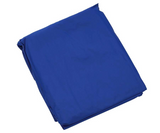 Folded blue fabric on a white background
