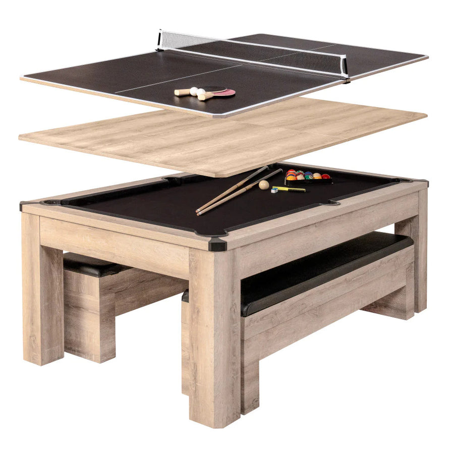 Atomic Hampton 7' 3-in-1 Dining Table with Billiards and Table