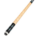 Lucasi Lux® LUX68 cue with light wood handle and black, blue, and white accents.