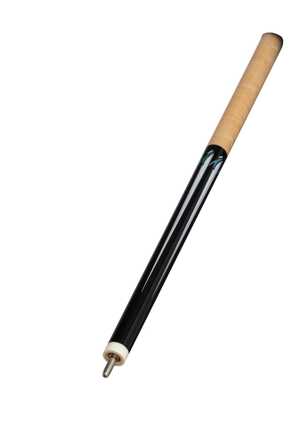 Lucasi Lux® LUX68 pool cue with light wood grip, black base, and zero flex slim shaft.