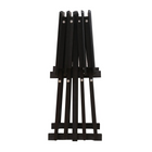 Black metal easel on a white background