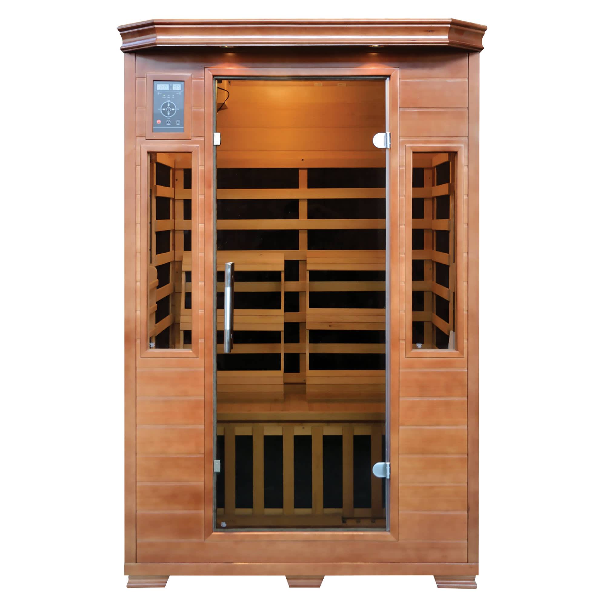 Blue Wave 2-Person Hemlock Premium Infrared Sauna w/ 6 Carbon Heaters