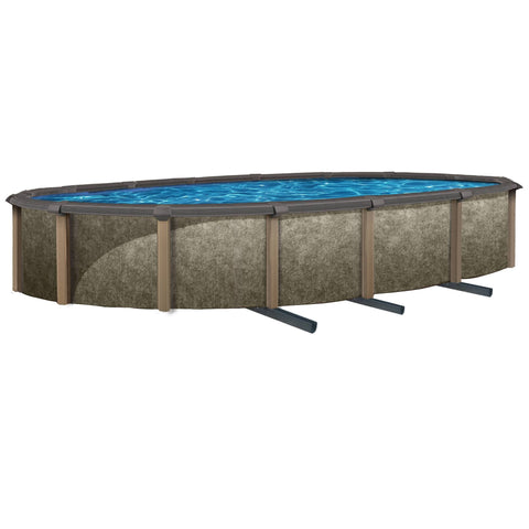 Blue Wave 15x30' Riviera Oval 54" Deep Steel Wall Hybrid Above Ground Pool w/ 8-in Top Rail