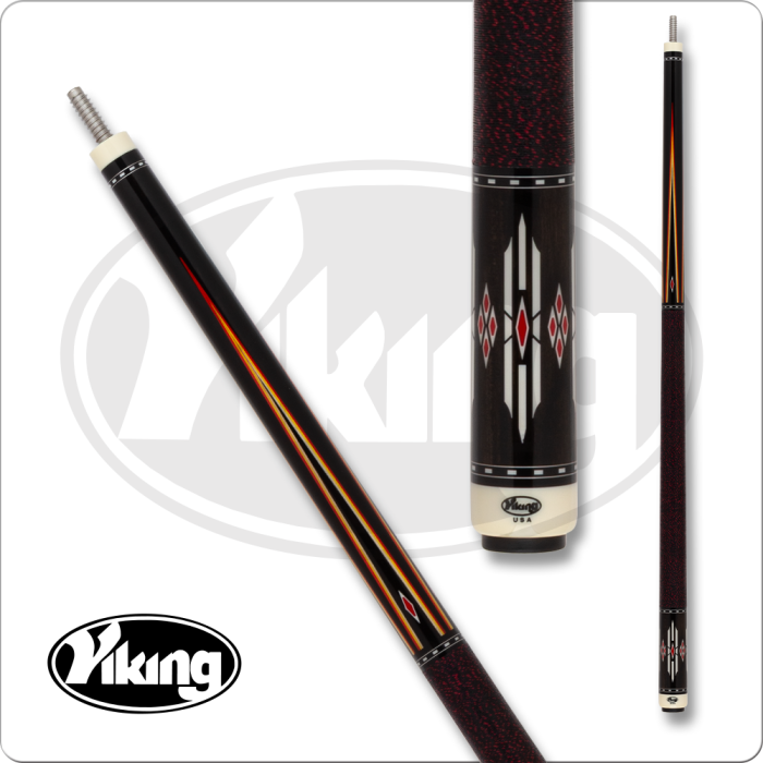 The Silver Diamond cue features a glossy ebony backdrop with striking maple, purple, and blue accents, complemented by white diamond highlights, blending art and performance in a sleek design.