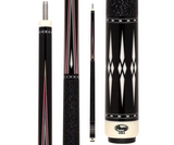 Limited-edition cue featuring ebony backdrop, maple, purple, and blue accents, with white diamond highlights. A blend of art and performance for sleek, confident style.