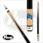 Viking pool cue with wooden shaft and black handle on a white background