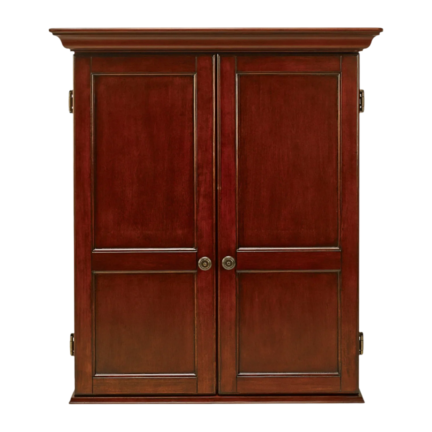Wooden wardrobe with two doors on a white background